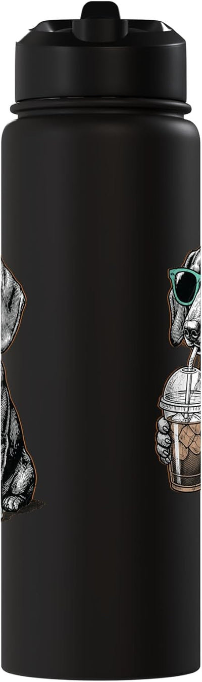 Botella agua acero inox para dachshund amante café helado