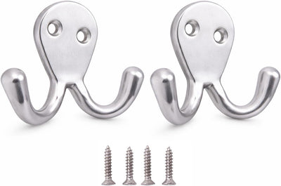 Ganchos dobles para bata acero inox 304 pared
