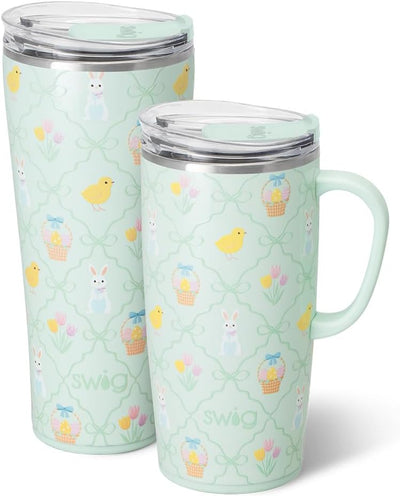 Vaso Swig Life Hoppy Easter XL de 32 oz con triple aislamiento, asa y tapa de acero inoxidable