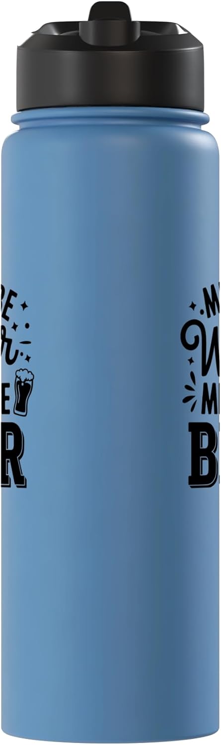 Botella agua acero inox aislada para amantes del cerveza