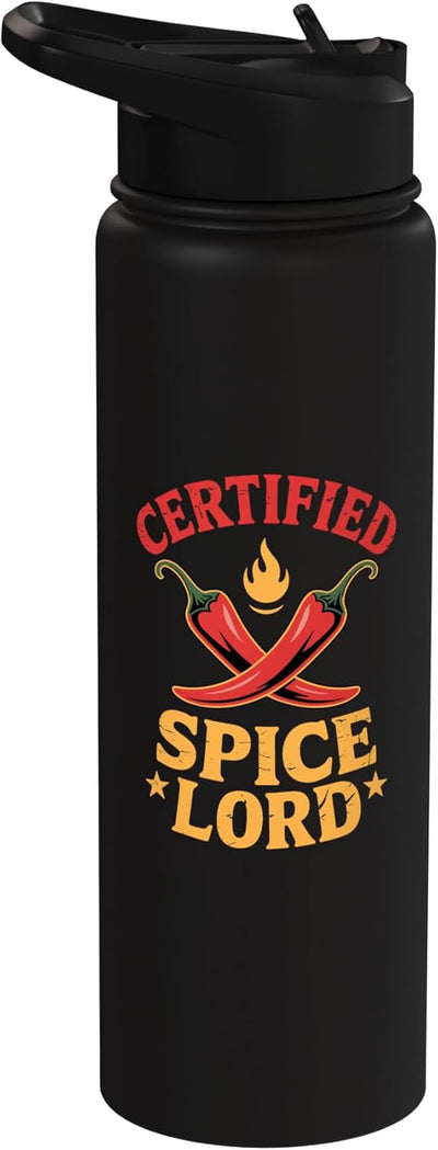Botella de agua aislada para amantes del picante con pimienta roja