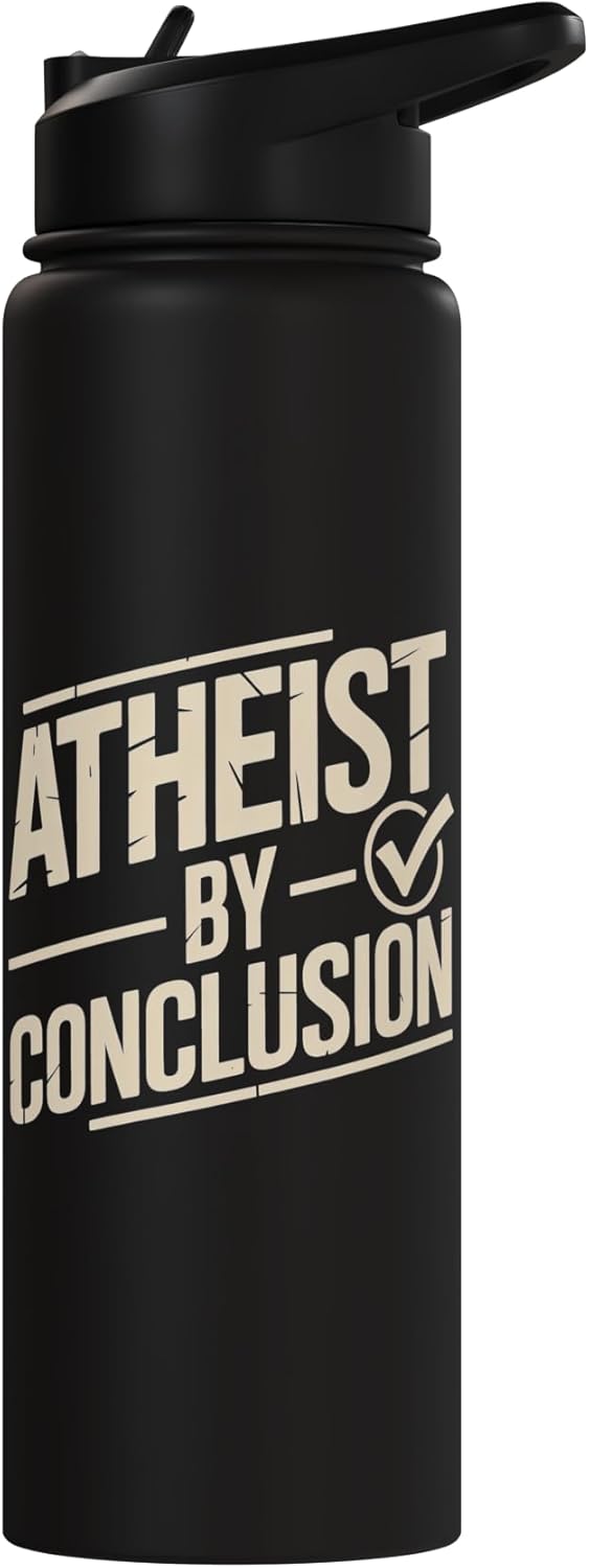 Botella de agua acero inoxidable aislada Diseño Declaración Valiente Atheist