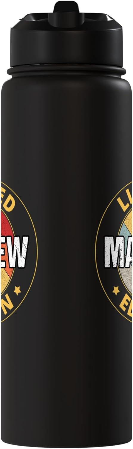 Botella agua acero inox aislada nombre Mathew