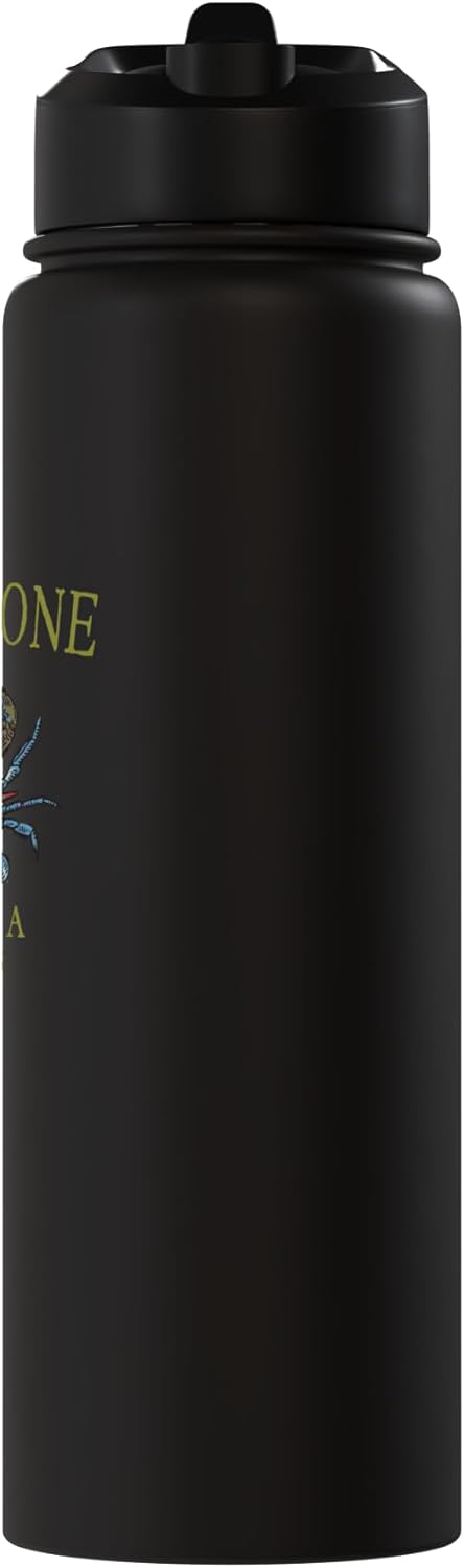 Botella de agua acero inoxidable con letras oliva White Stone