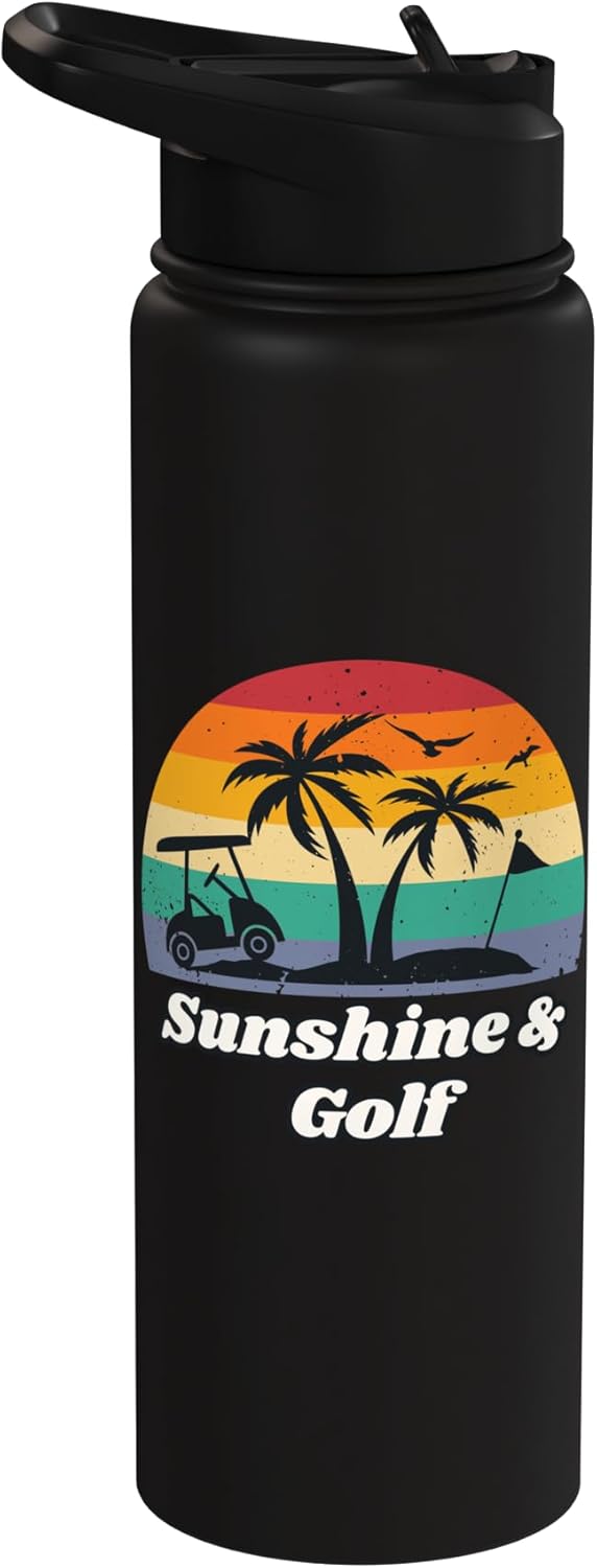 Botella de agua acero inoxidable aislada para golfista verano
