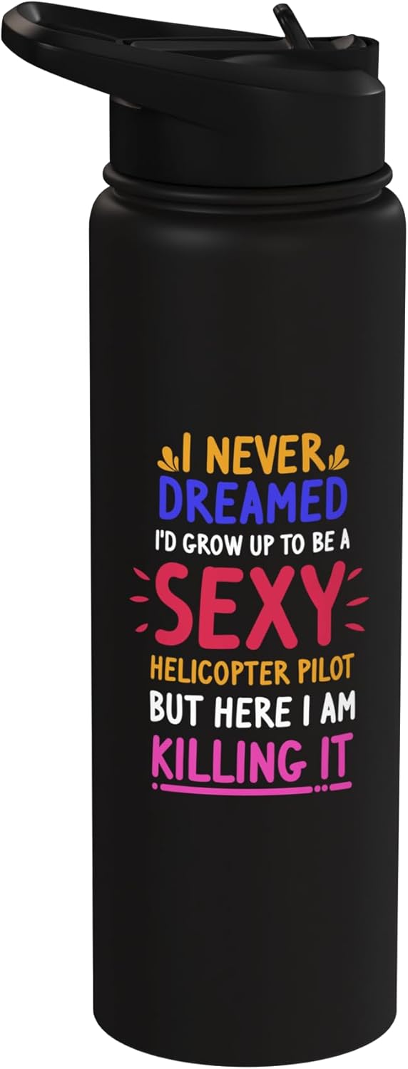 Botella agua acero inox aislada piloto helicóptero