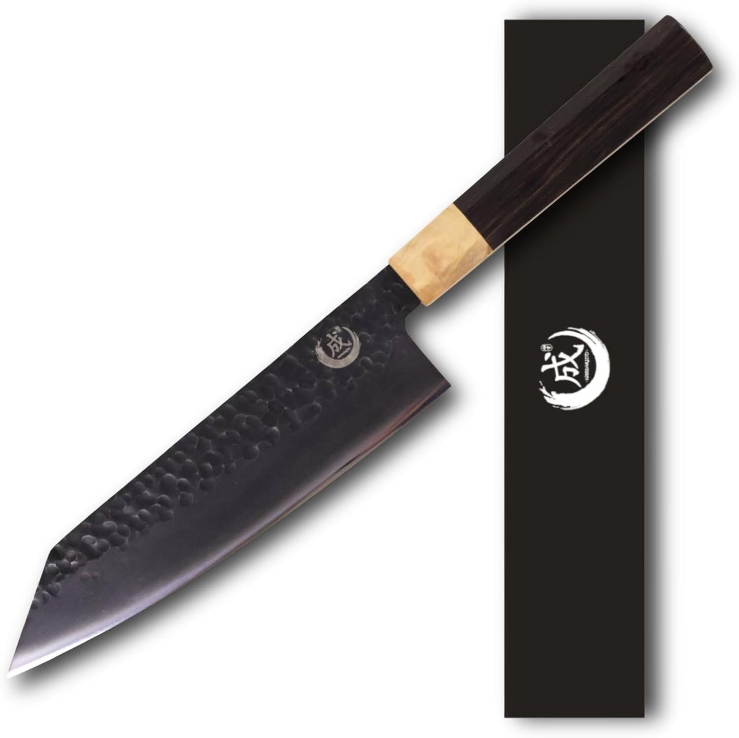 Cuchillo chef Kiritsuke Gyuto 8.5pulg hoja óxido negro mango oliva