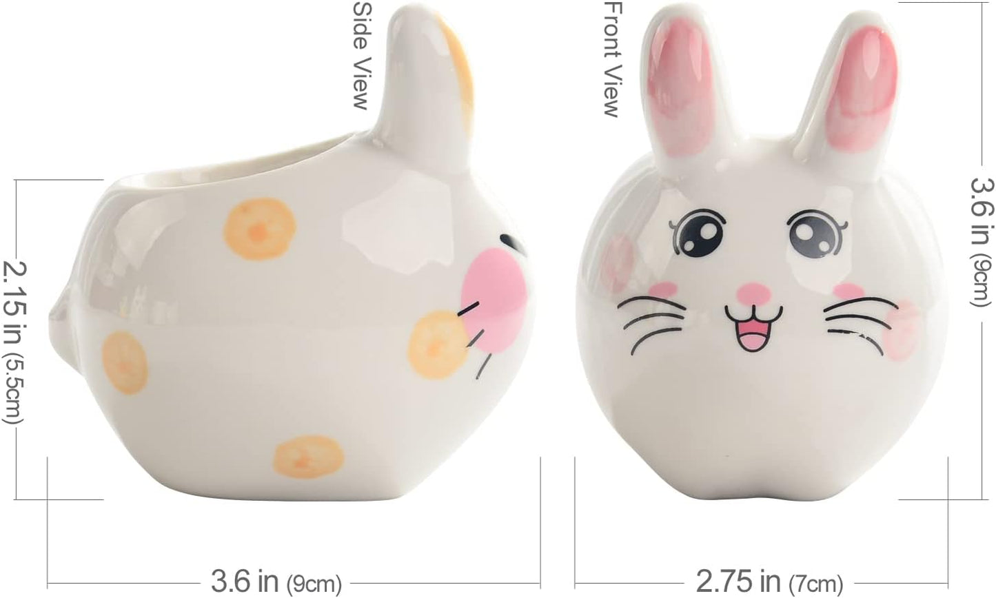 Macetas cerámica 3.6pulg suculentas con bandeja bambú regalo Pascua
