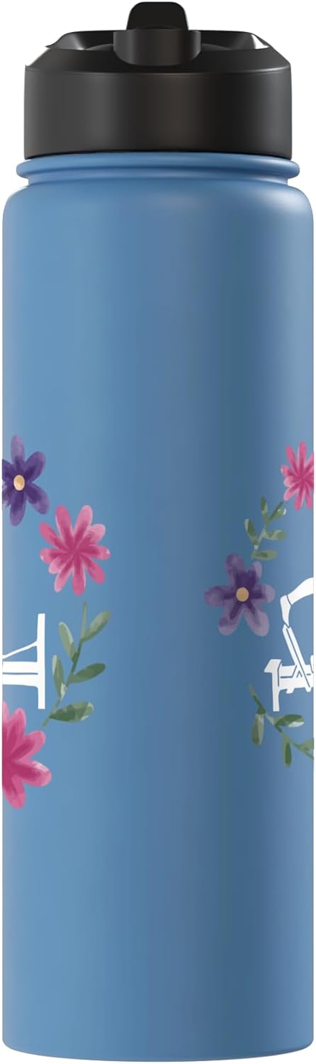Bote de agua acero inoxidable con flores para pilates