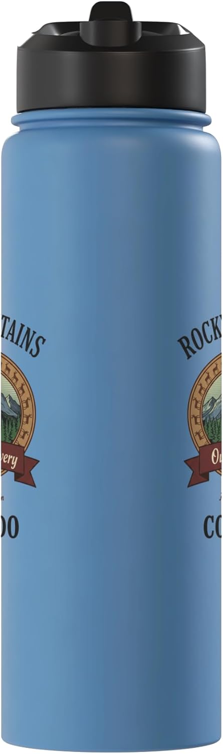 Botella agua acero inox aislada Rocky Mountains