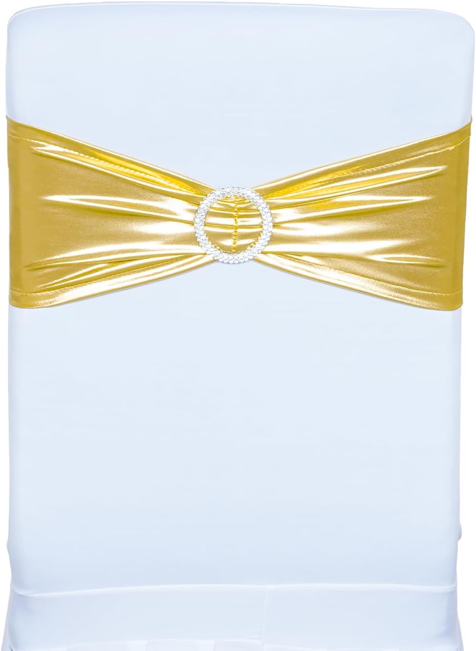 50 Bandas Elastano Hebilla Deslizante Dorado Silla Banquetes