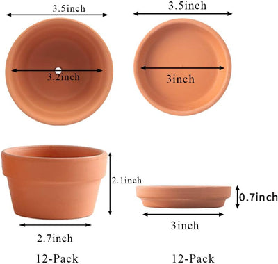 Macetas terracota 3.5pulg suculentas con bandeja drenaje