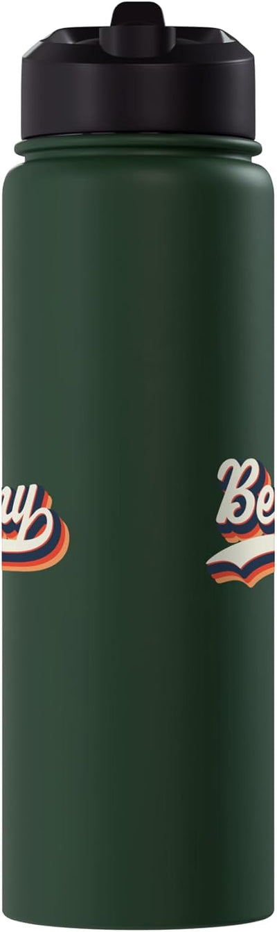 Botella de agua personalizada retro con nombre en acero inoxidable