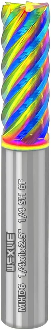 Fresa carburo 6 flautas DLC aluminio cobre 1/4