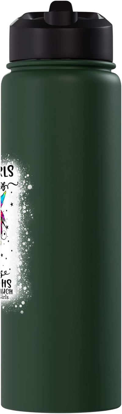 Botella de agua aislada de acero inoxidable con pelo desordenado ojos bonitos piernas gruesas tatuajes chicas