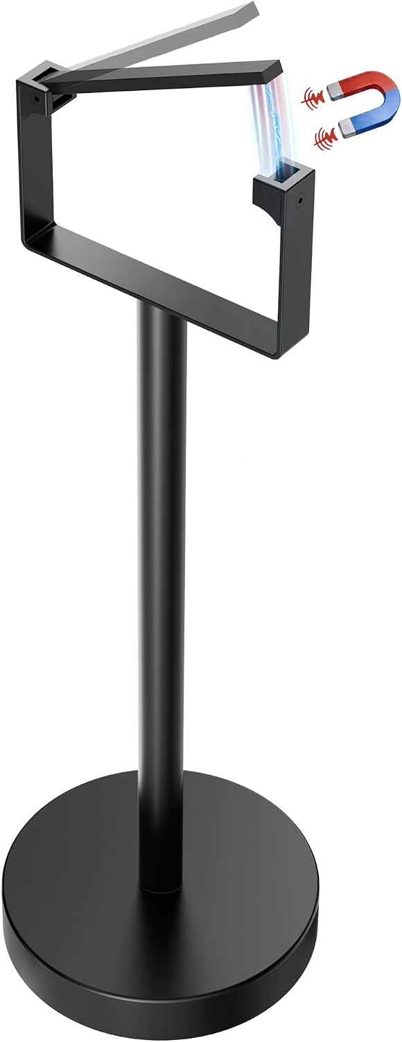 Soporte papel higiénico acero inox brazo giratorio elevable negro