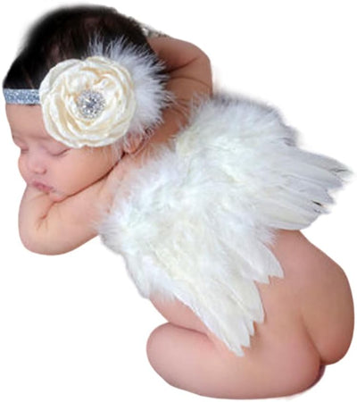 Traje foto recién nacida niña alas ángel diadema