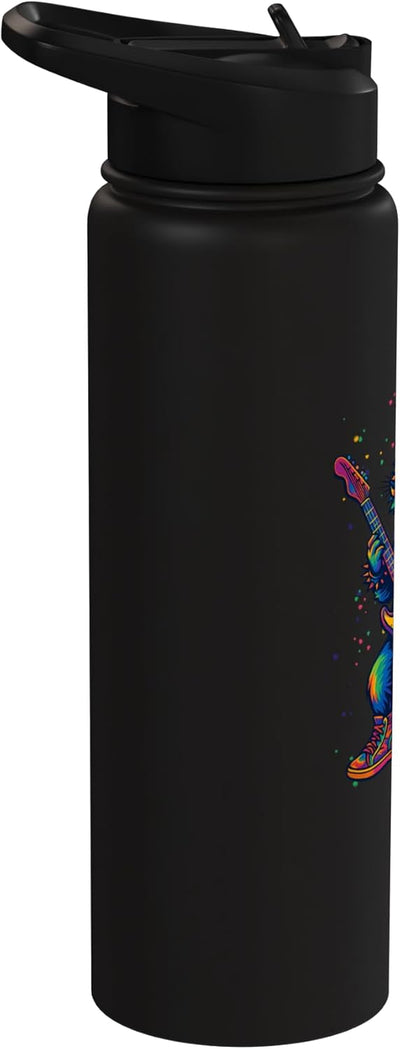 Botella agua acero inox aislada rock roll para adultos y niños