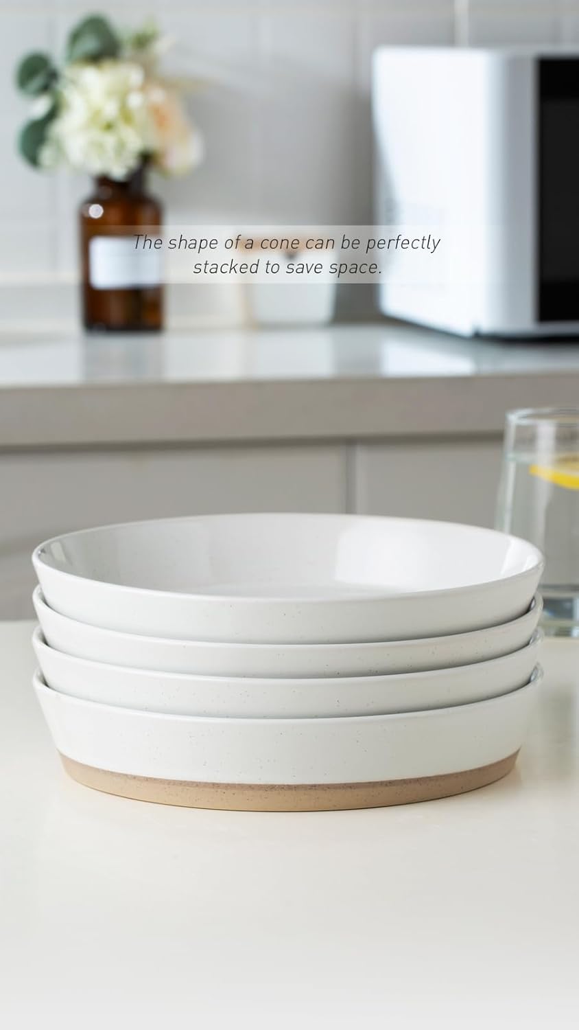 Set 4 Cuencos Pasta Apilables 8.75pulg Blanco