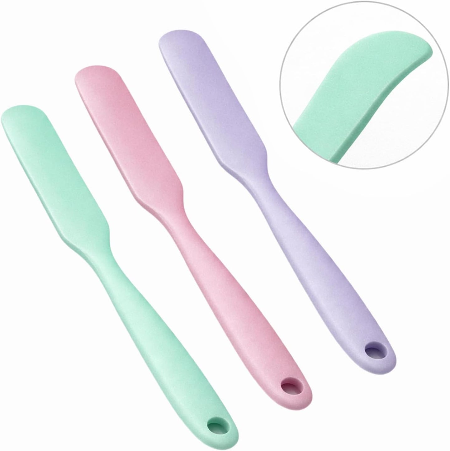 3 Espátulas Silicona para Frascos Raspador Goma Mango Largo