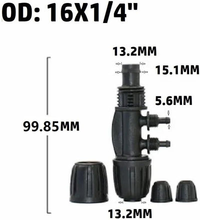Accesorios riego tubería 1/2 a 1/4 pulg para goteo 0.630pulg
