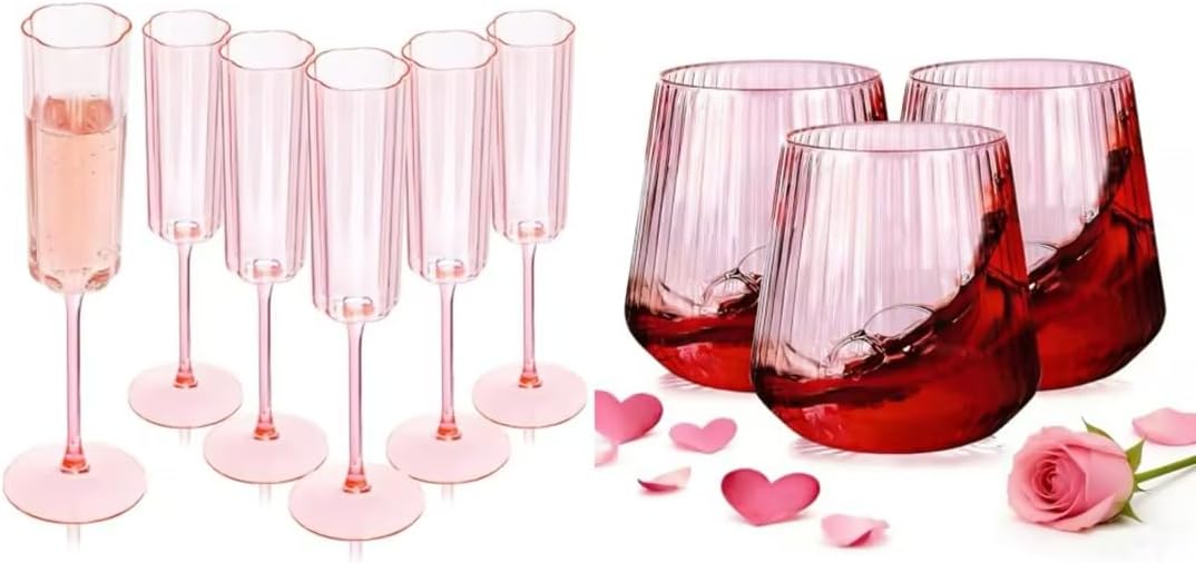 Pack 24+30 Copas Plástico Rosa para Fiesta Boda