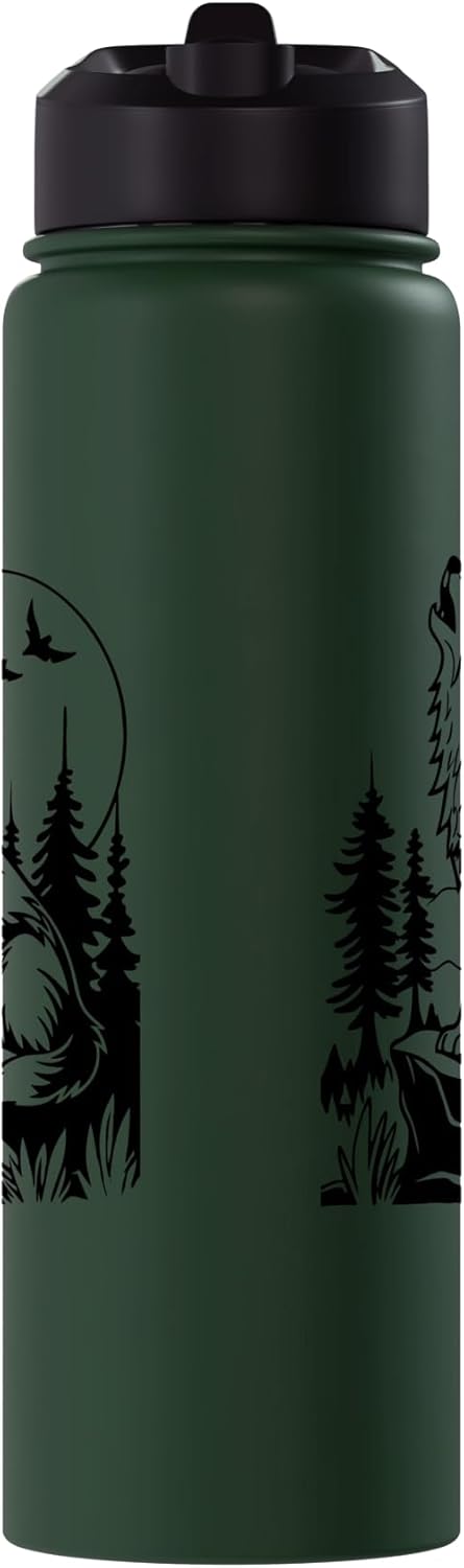Botella agua acero inox aislada con diseño luna