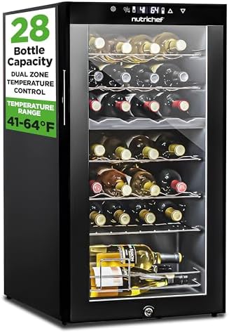 Refrigerador de vino 28 botellas doble zona ajustable 41-64°F