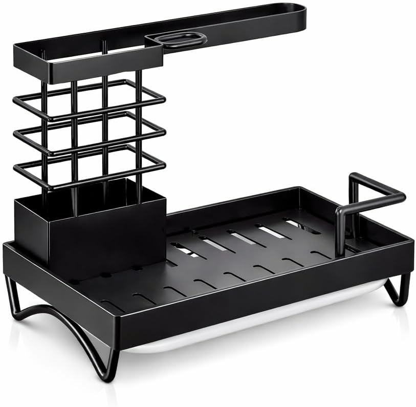 Organizador para fregadero cocina acero inoxidable con bandeja drenaje y toallero