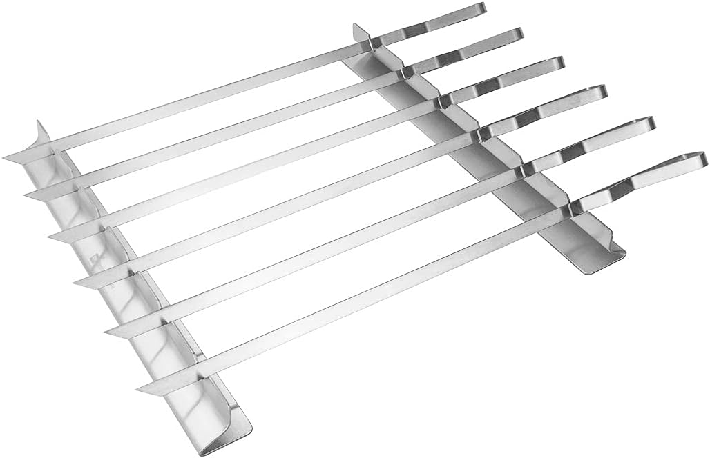 Set 6 Brochetas Barbacoa 16.9pulg con 2 Estantes Inox