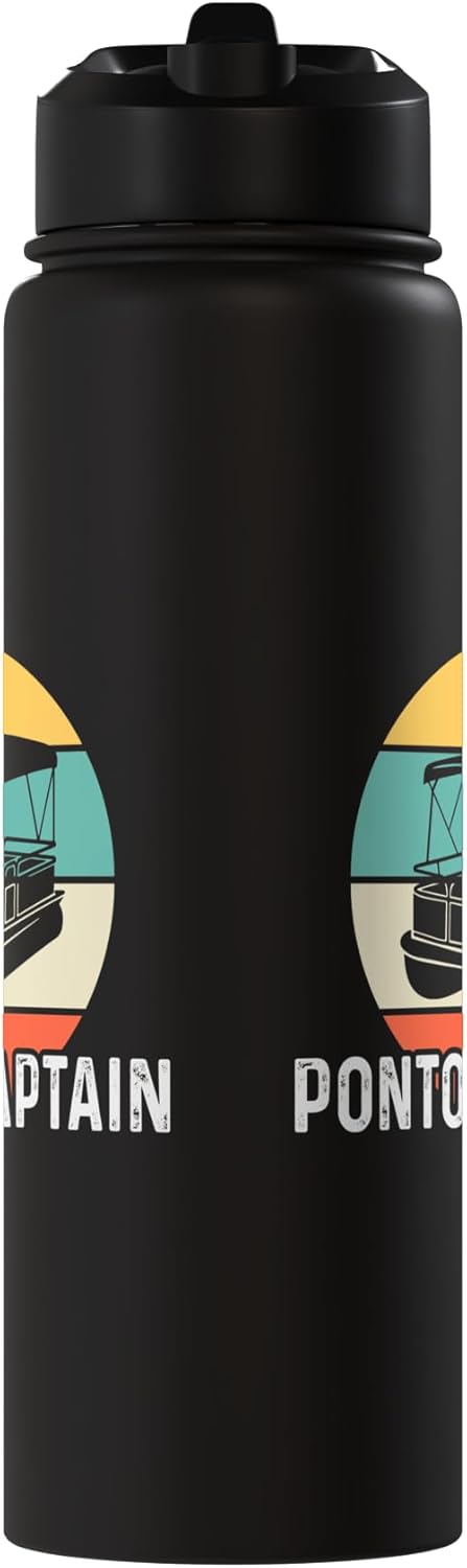 Botella de agua acero inoxidable aislada estilo retro para pescador