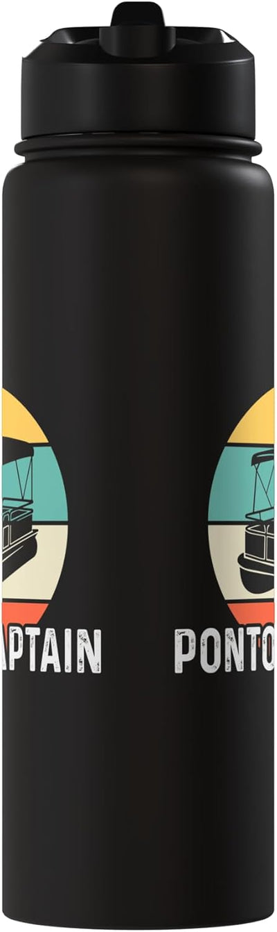 Botella de agua acero inoxidable aislada estilo retro para pescador