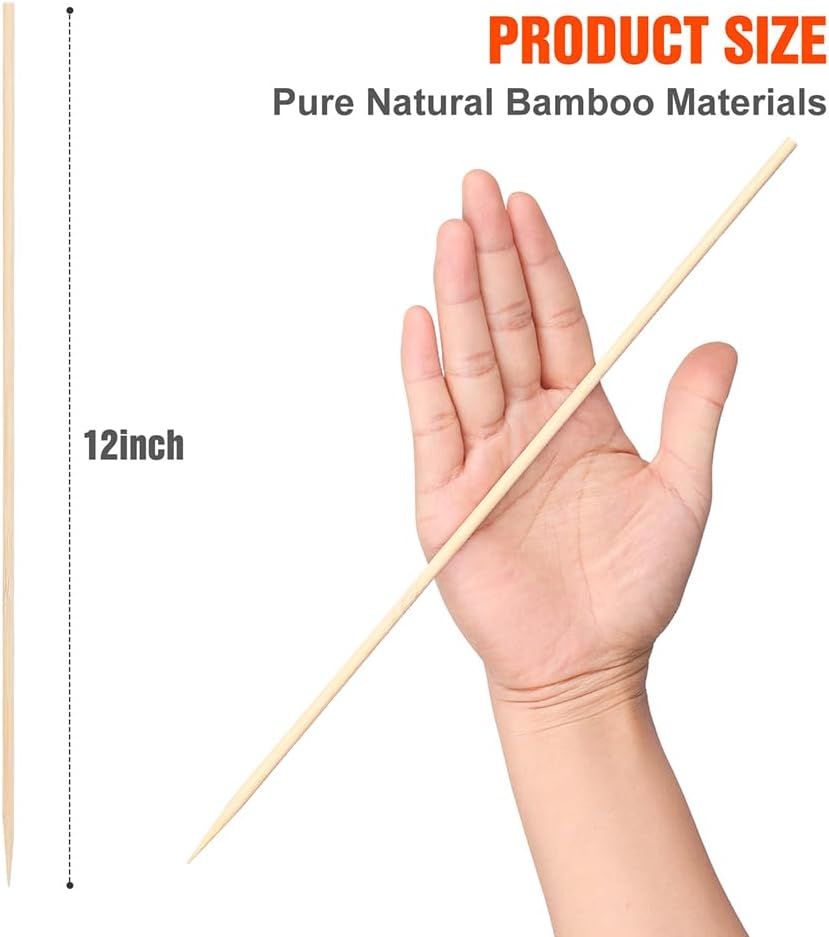 400 Brochetas Bambú 12pulg para Asar Kabob Fruta Salchicha