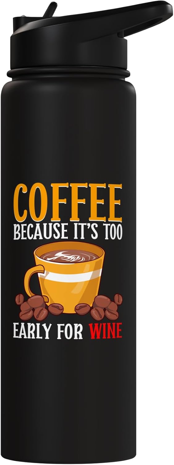 Botella de agua acero inoxidable aislada para amantes del café