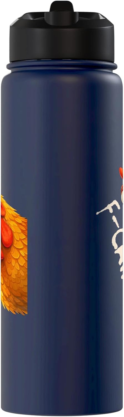 Botella agua acero inox aislada con diseño gallina