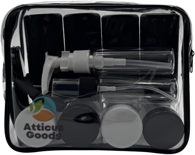 Set 23 Pzas Recipientes Viaje Botellas Compactas Tocador con Bombas