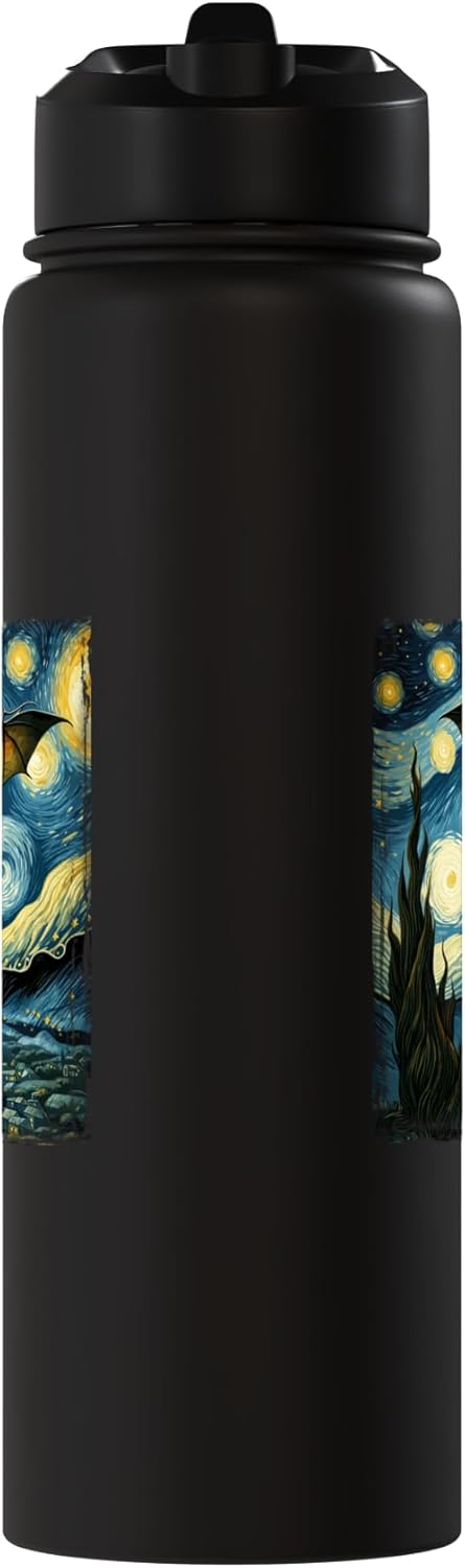 Bottella de agua aislada estilo Van Gogh Starry Night en acero inoxidable