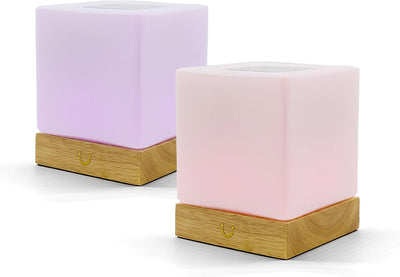 Lámpara madera vidrio con WiFi Bluetooth natural
