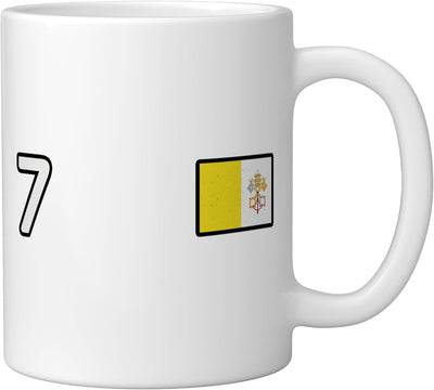 Taza Cerámica Bandera Vatican City Número 7 Blanca