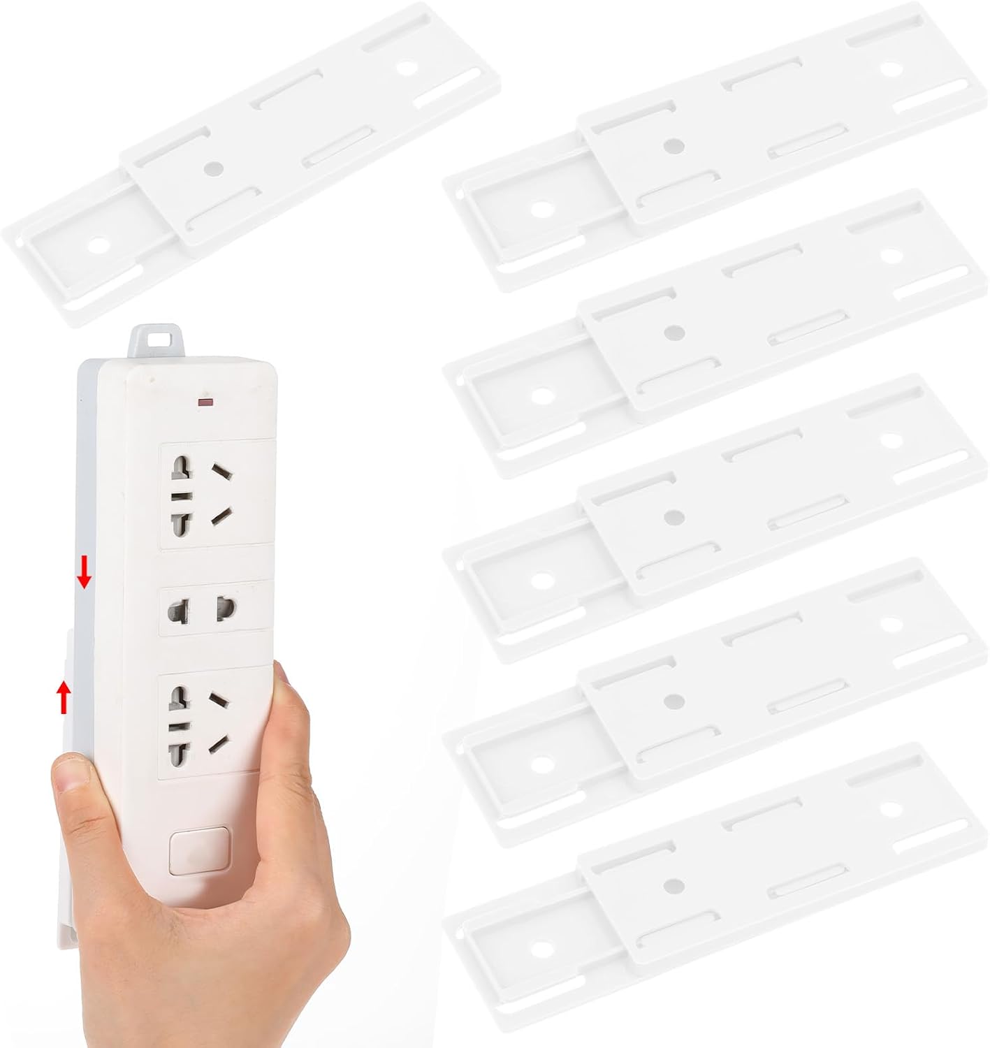 6 Soportes Regleta Autoadhesivos para Pared y Escritorio