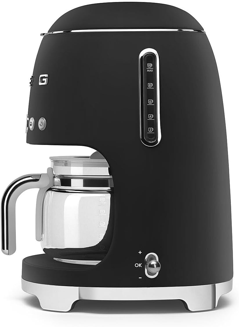 Cafetera goteo estilo retro 10 tazas jarra vidrio negro mate
