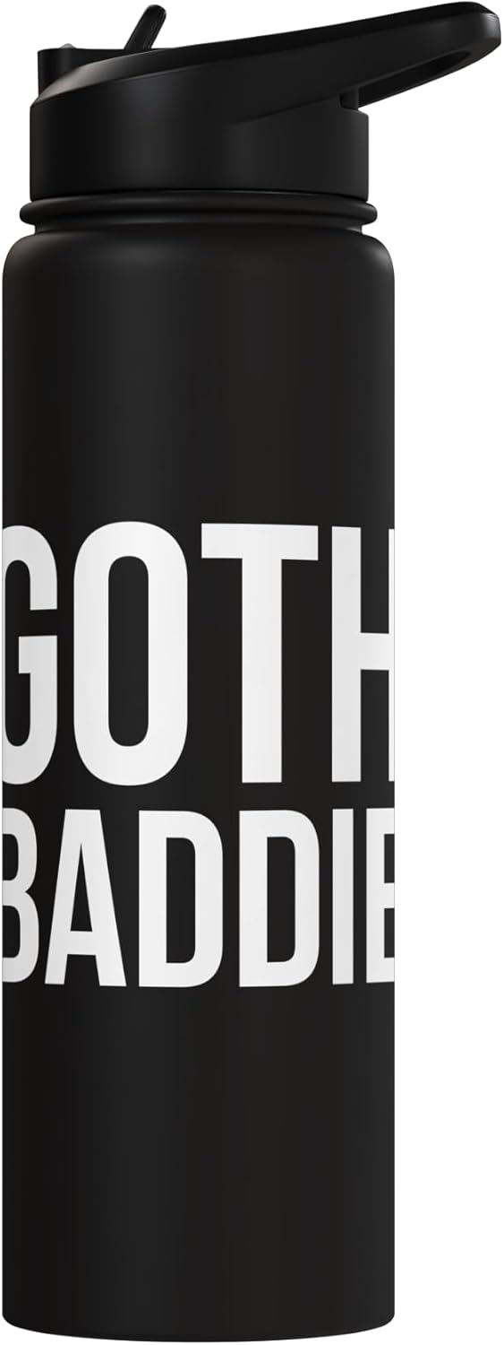 Botella agua acero inox aislada estilo goth baddie