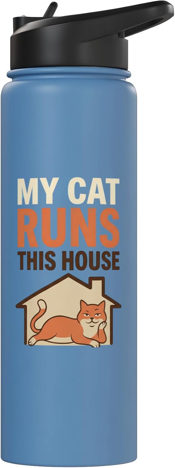 Botella agua acero inox aislada para amantes de gatos