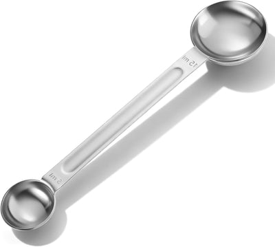 Cuchara medidora de acero inoxidable con doble medida para café, té y azúcar