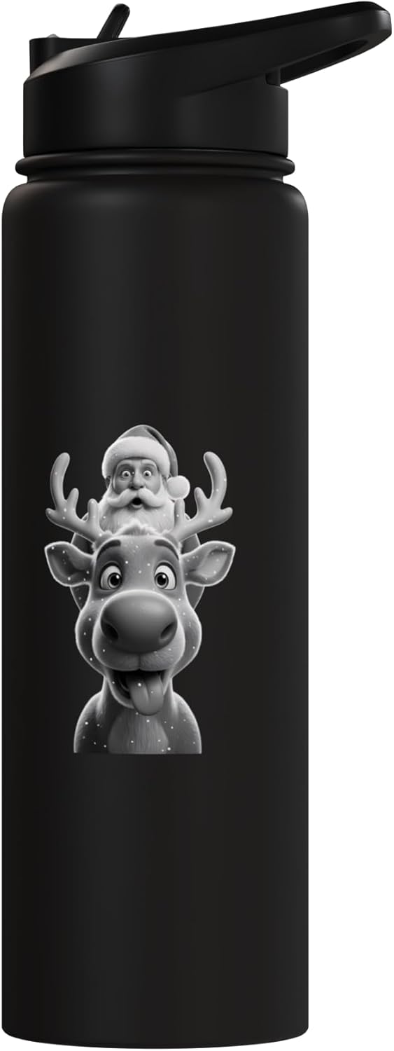 Botella agua acero inox aislada navidad cartoon