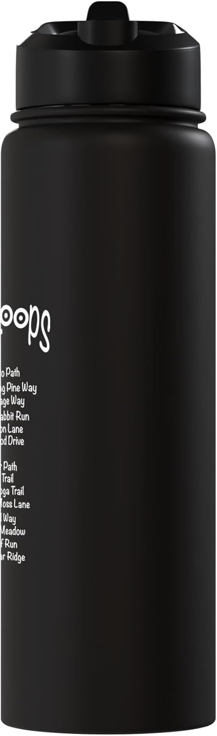 Botella de agua acero inoxidable aislada con humor camping golf