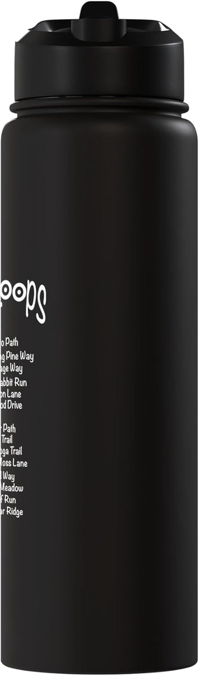 Botella de agua acero inoxidable aislada con humor camping golf