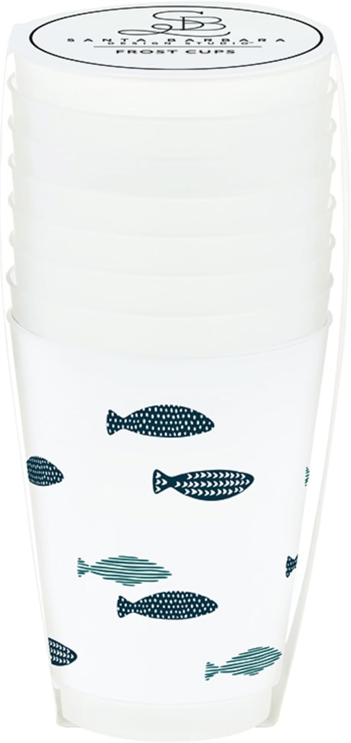 Vasos de fiesta reutilizables de plástico Santa Barbara Design Studio 16 oz peces
