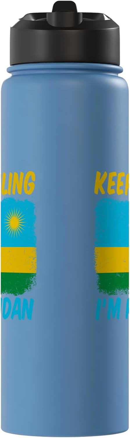 Botella de agua acero inoxidable con bandera de Ruanda