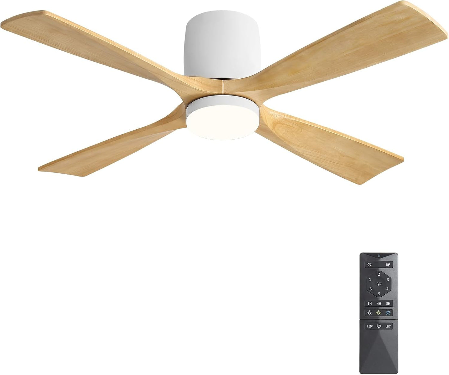 Ventilador techo madera 48pulg luz control remoto 6 velocidades